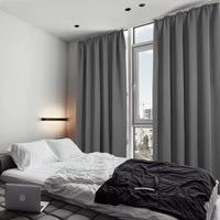 1 x RAW Customer Returns Deconovo thermal curtain blackout curtains with ruffle tape, 290 x 140 cm height x width , light grey, set of 2 - RRP €40.37