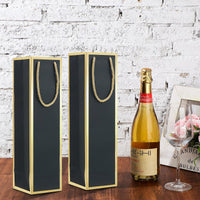 1 x RAW Customer Returns Pack of 50 wine gift bags, wine bottle bags with handle, kraft wine gift bag, wine bottle packaging, black champagne wine bottles for wedding, party, retail, shopping - RRP €30.99