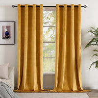 1 x Brand New EMEMA 2 Panels Soft Velvet Thermal Blackout Curtains Temperature Control Eyelet Curtains for Bedroom Living Room Elegant Decoration 140 x 260 cm Orange - RRP €57.98