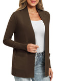 1 x RAW Customer Returns EXCHIC Women Casual Long Sleeve Knitting Cardigan Lightweight Comfortable Open Front Long Sweaters with Pockets M, Brown  - RRP €21.73