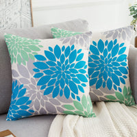 1 x RAW Customer Returns Cushion cover 40 x 40 cm summer autumn flower decorative pillow sofa cushion decorative blue and green modern linen cushion cover sofa cushion cover for sofa indoors living room garden set of 2 - RRP €15.12