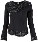 1 x RAW Customer Returns GURU SHOP Long-sleeved shirt - chic, mantra shirt, black, cotton, size XL 42  - RRP €26.56