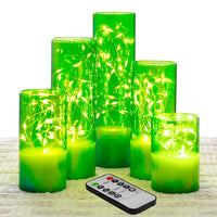 6 x Brand New Eywamage Clear Glass Flameless LED Candles with Remote Control, Real Wax Battery Pillar Candles Set of 5 - RRP €122.4