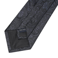 1 x Brand New Briyard Men s Black Tie, Floral Paisley Ties for Men, Classic Silk Tie and Pocket Square Set for Wedding Party Formal Business Flower Ties Set - RRP €6.04