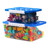 1 x RAW Customer Returns Winter Shore Large and Small Blue Plastic Toy Boxes Pack of 2 - Transparent Organizer Box with Snap Closure Lids for Organizing Lego, Puzzles, Materials and Crafts - RRP €28.99