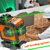 1 x RAW Customer Returns Cross Line Laser with Tripod, KKnoon 4D 16 Lines Self-Leveling Laser Level with Tripod Stand, 2 1200 mAh Batteries, Wall Mount, Remote Control-Orange - RRP €87.71