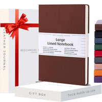 1 x RAW Customer Returns Beechmore Books lined notebook - XL A4, brown I Premium hardcover journal book made of vegan leather, 120gsm cream paper, gift box, for writers, journalists, meetings students - RRP €23.89