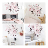 1 x RAW Customer Returns WandSticker4U - Watercolor wall sticker vintage FLOWER TENDON in soft pink I Wall pictures 58x52 cm I Wall decoration flower blossom plant leaves I Wall sticker for living room bedroom children s room kitchen furniture - RRP €9.98