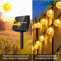 3 x RAW Customer Returns 9 1 - Solar Outdoor Lights Garland 7 Meters 50 Bulbs, Small Decorative Outdoor Garden LED Solar Lights, IP65, Twilight Function, Warm LED Light for Garden, Terrace, Weddings and More - RRP €45.21