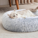 1 x RAW Customer Returns Western Home dog bed round cat bed dog cushion fluffy cat cushion soft cat basket donut plush dog bed for small and medium-sized dogs cats 50cm light grey - RRP €22.99