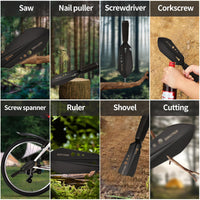 1 x RAW Customer Returns Camping Shovel, GUPTOMES 8 in 1 Multi-Tool Camping Gadgets Garden Shovel Military Shovel Hiking Spade Survival Shovel for Outdoor Backpack Motorhome Accessories Car Emergency Rescue - RRP €16.99