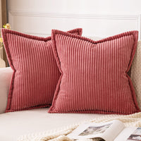 1 x Brand New MIULEE Soft Cushion Covers Decorative Square Cushion Covers Spring Soft Corduroy Striped Cushion Covers Pack of 2 for Home Sofa 45x45cm Brown Pink - RRP €22.8