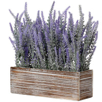 1 x RAW Customer Returns Artificial Lavender Flowers Artificial Plants Artificial Flowers Flocked Plastic Lavender in Rectangle Antique Wooden Pot Indoor Outdoor Home Kitchen Office Table Decoration Decor - RRP €34.27