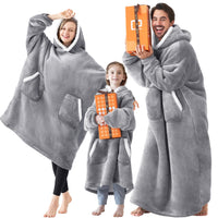 1 x RAW Customer Returns EHEYCIGA Giant Hoodie Blanket, Warm and Soft Wearable Blanket, Blanket Hoodie Suitable for Women, Men, Adults, Teenagers, 92x150cm, Grey - RRP €31.46