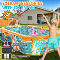 1 x RAW Customer Returns EagleStone Inflatable Paddling Pool Family Pool Large for Adults and Children, 2 Cup Holders 6 Throwing Rings, Family Swimming Pool, 4 Repair Patches, Summer Water Toy, 300 x 180 x 55 cm - RRP €59.99