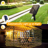 1 x RAW Customer Returns OPAHUTER 198 LEDs solar light net outdoor, 2 x 3 m waterproof fairy lights net, remote control fairy lights curtain with 8 modes, solar light net for Christmas, wedding, window bushes - RRP €23.18