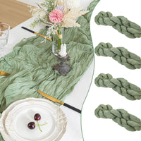 1 x RAW Customer Returns Cheesecloth Table Runner Sage Green, 90 x 300 cm Green Rustic Gauze Fabric Boho Table Runner Cheesecloth Table Runner Wedding Tablecloth for Wedding Party Bridal Shower 4 Pieces, 90 x 300 cm  - RRP €18.99