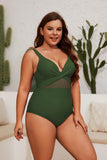 1 x RAW Customer Returns Plus Size Swimsuit,Women s Plus Size Swimsuit One Piece Swimwear with V-Neck for Women Wrapped Mesh Swimsuit with Tummy Control and Adjustable Spaghetti Straps Green,XXL - RRP €24.79