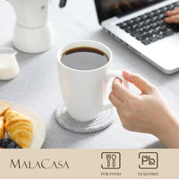 1 x RAW Customer Returns MALACASA coffee mugs set of 4, porcelain 560ML mug set, large modern ceramic cups for tea, juice, latte, cappuccino, cocoa. Dishwasher and microwave safe, white series REG - RRP €38.94