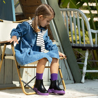 1 x Brand New Hawkwell Boys Girls Ankle Boots Unisex Kids Chelsea Booties with Side Zip, Black Purple EU 28 - RRP €39.99