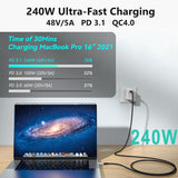 1 x RAW Customer Returns USB4 cable, with Thunderbolt 4 cable, 240W charging cable 40Gbps data cable, 8K 60Hz 4K120Hz HDR, PD3.1, USB C to USB C cable, for hub, dock MacBook, M1 M2, M3, Mac Studio SSD, laptops, monitor, 1M Male 240W  - RRP €19.45