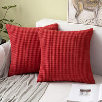 1 x RAW Customer Returns MIULEE Set of 2 Corduroy Velvet Decorative Cushion Covers Sofa Cushion Decorative Cushion Couch Cushion Cushion Cover Cushion for Living Room Bedroom 50 x 50 cm, 20 x 20 Inches Red - RRP €18.14