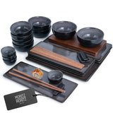 1 x RAW Customer Returns Moritz Moritz VIDA 29-piece sushi tableware set for 4 people - serving set with 3x platter - 4x plates, miso bowl, bowl and chopsticks - RRP €80.66