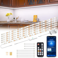 1 x RAW Customer Returns wobsion LED Kitchen Under Cabinet Lights, Bluetooth 3M LED Strip Cold White 6000K, Adhesive LED Strip 6X50cm Dimmable, LED Bar Under Cabinet 1500LM, LED Strips 220V Together With IR Remote Control - RRP €21.99