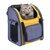 1 x RAW Customer Returns PETTOM Pet Backpack Pet Carrier Bag Oxford Material Backpack for Dogs and Cats, Adjustable and Foldable Airline Approved Dog Backpack for Travel and Outdoor Gray Yellow  - RRP €40.25