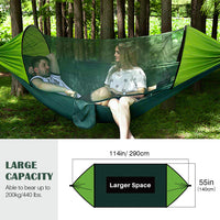 1 x RAW Customer Returns MoKo Camping Hammock with Mosquito Net, 2 in 1 Outdoor 2 Person Hammock Ultralight Portable Parachute Nylon Hammock with 200kg Load Capacity for Outdoor Camping - Green - RRP €29.5