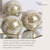 1 x RAW Customer Returns WHOLE HOUSEWARES Glass ball decoration Set of 3 glass mosaic balls for bowls 10 cm diameter Living room table decoration Coffee table and home decoration gold  - RRP €25.99