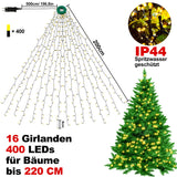 1 x RAW Customer Returns BELLALICHT Christmas tree light chain, 400 LEDs 2M height 16 garlands LED Christmas tree lighting with ring, 8 modes throw light chain for 90cm to 220cm tree - warm light - RRP €23.99