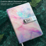 1 x RAW Customer Returns Huamxe Diary with Lock, Lockable Diary for Women Girls, Leather Book Notebook A5 22 x 15 cm, 200 Pages Thick Paper, Cute Diaries for Writing Diaries, Colorful Marble - RRP €18.78