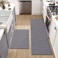 1 x RAW Customer Returns DEXI kitchen runners non-slip 2 pieces, washable kitchen rug, high-quality kitchen mats, carpet runner hallway for kitchen, terrace and living room, 43.5x75CM 43.5x200CM, gray  - RRP €55.45