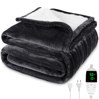 1 x RAW Customer Returns MYCARBON Electric blanket with automatic switch-off 157x180cm 10h timer 6 heat settings Machine washable Electric heating blanket Fast heating Electric blanket with overheating protection made of flannel Sherpa - RRP €59.99