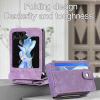 1 x RAW Customer Returns TINGYR for Samsung Galaxy Z Flip 5 Case, Hybrid PC and Leather Protection, Card Holder Zipper Wallet in One, Anti-Drop Phone Case for Samsung Galaxy Z Flip 5.Purple - RRP €18.68