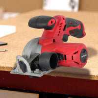 1 x RAW Customer Returns Cordless mini circular saw with guide rail - Rechargeable 12V battery - Maximum cutting depth 26mm 90 , 18mm 45 - Adjustable angle - Saw blade 85mm - incl. charger - 30 X16 cm - RRP €64.99