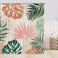 1 x Brand New Shower Curtain Boho 180 x 180 cm Shower Curtain Modern Abstract Boho Style Palm Leaves Brown Shower Curtains Washable Polyester Anti Mould Waterproof Bathroom Curtain for Bathtub with 12 Hooks - RRP €15.99