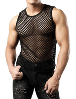 1 x RAW Customer Returns Jogal Men s Sleeveless Mesh Undershirt, Black, L - RRP €23.18