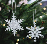 1 x RAW Customer Returns Pack of 36 snowflake Christmas decoration pendants, plastic Christmas tree decoration set, snowflake decoration for Christmas tree, glitter Christmas tree decoration, silver - RRP €12.79