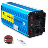 1 x RAW Customer Returns Power Inverter 3000W 6000W 24V 220V Pure Sine Wave Remote Control, 2 LED Power Inverter with 2 plugs and USB - RRP €259.99