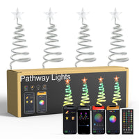 1 x RAW Customer Returns FrogBro 4-in-1 Christmas Trees Lights Outdoor Decoration, Dimmable Spiral Christmas Garden Lights, IP65 Waterproof, Music Mode Scene Mode, APP Remote Control, Yard Decoration Light for Path Lawn Patio - RRP €33.64