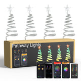 1 x RAW Customer Returns FrogBro 4-in-1 Christmas Trees Lights Outdoor Decoration, Dimmable Spiral Christmas Garden Lights, IP65 Waterproof, Music Mode Scene Mode, APP Remote Control, Yard Decoration Light for Path Lawn Patio - RRP €33.64