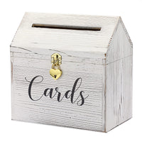 1 x RAW Customer Returns SUMNACON Vintage 25CM Wooden Card Box with Lid Love Lock Wedding Card Box for Anniversary Christmas Wedding Birthday Baby Shower Party Gift Cards Letter Box White, Large  - RRP €36.29