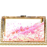 1 x RAW Customer Returns JeVenis Pink Transparent Handbag Transparent Clearbag Clutch Wedding Golden Clutch Women s Bag White Clutch Wedding - RRP €45.12