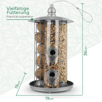 1 x RAW Customer Returns WILDLIFE FRIEND Luxury 3-in-1 Bird Feeder 19cm x 19cm x 36cm Metallic. Fat Ball Holder Peanut Seed Bird Feeder for Small Wild Birds - RRP €28.99