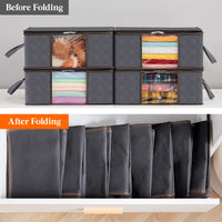 1 x RAW Customer Returns Lifewit 6pcs 35L Clothes Boxes, Foldable Wardrobe Box, Moving Boxes, Underbed Storage for Blankets, Bedding, Gray - RRP €26.96