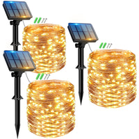 1 x RAW Customer Returns Peasur 3 Pieces Solar Fairy Lights Outdoor, 3x12M 120 LED Solar Fairy Lights Outdoor Weatherproof, 8 Modes IP65 Waterproof Copper Wire Fairy Lights Outdoor for Balcony Garden Party Wedding Decoration, Warm White - RRP €17.58