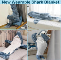 1 x RAW Customer Returns Hengrongshen Shark Blanket, Shark Blanket to Wear with Sleeves, Shark Wearable Blanket Fluffy, Hoodie Shark Blanket, Shark Blanket Shark Pajamas for Shark Lovers, Teenagers, Adults L  - RRP €34.13