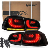 1 x RAW Customer Returns VLAND taillights for Golf 6 MK6 2008-2013 not for GTI Variant Cabriolet , taillights with streamer indicators, E-mark smoked  - RRP €269.0